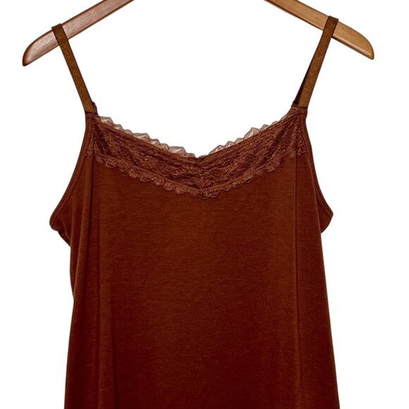 Cato Brown Lace Trim Cami Stretchy Undershirt Classic Capsule Lightweight 14/16W - Picture 3 of 8